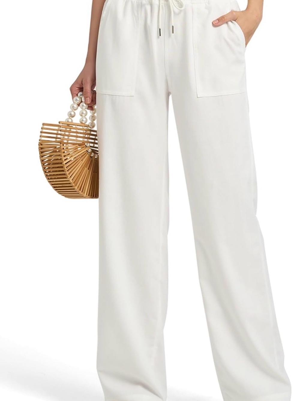 Co Sono Wide-Leg Drawstring Pants in White